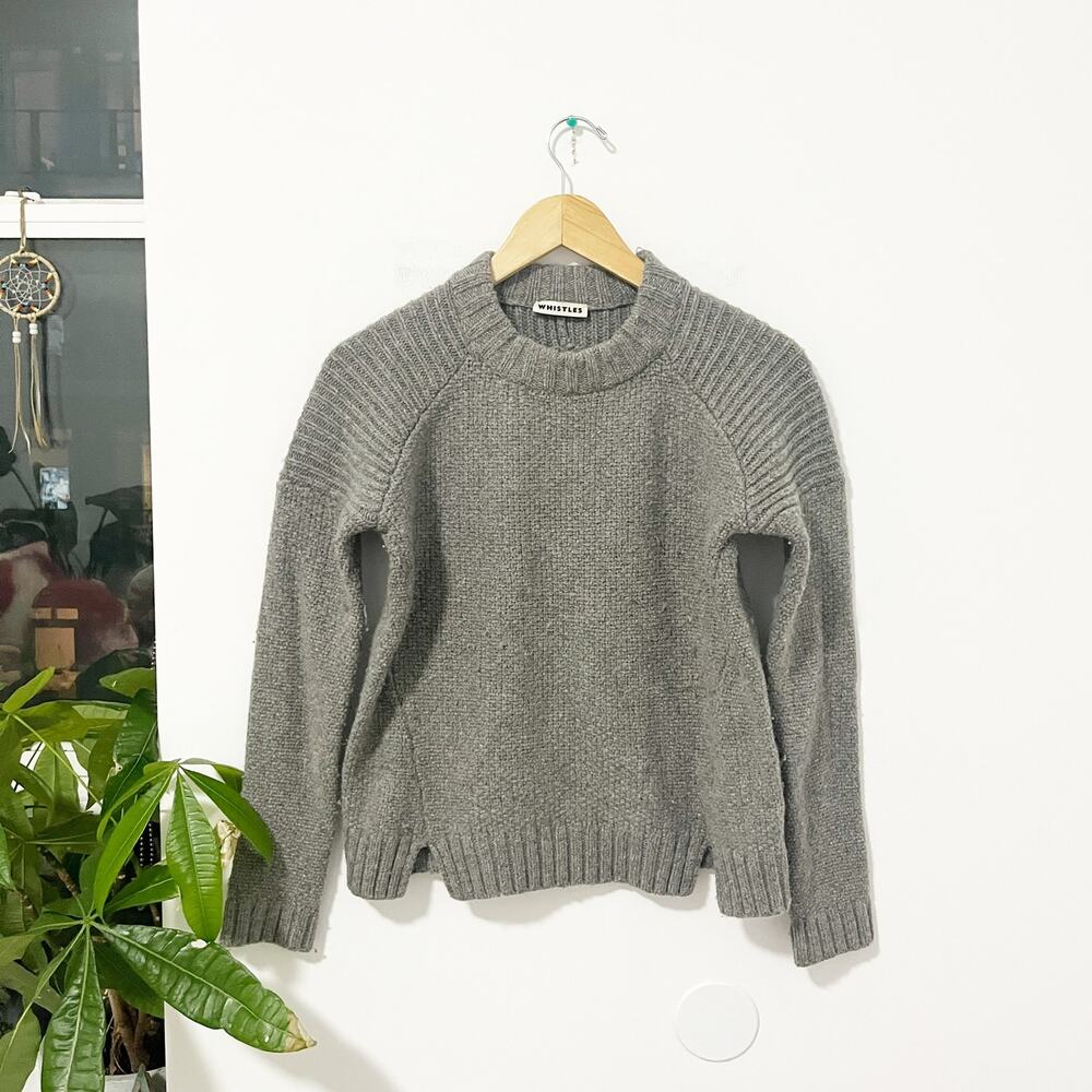 Whistles Gray Lambswool Mockneck Sweater Size Small